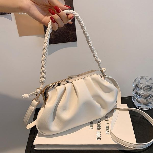 

evening bags pleated underarm bag totes with woven handle 2021 pu leather women's designer handbag shoulder messenger