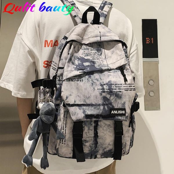 

backpack nylon for school teenagers girls fashion doodle lapbag women 2021