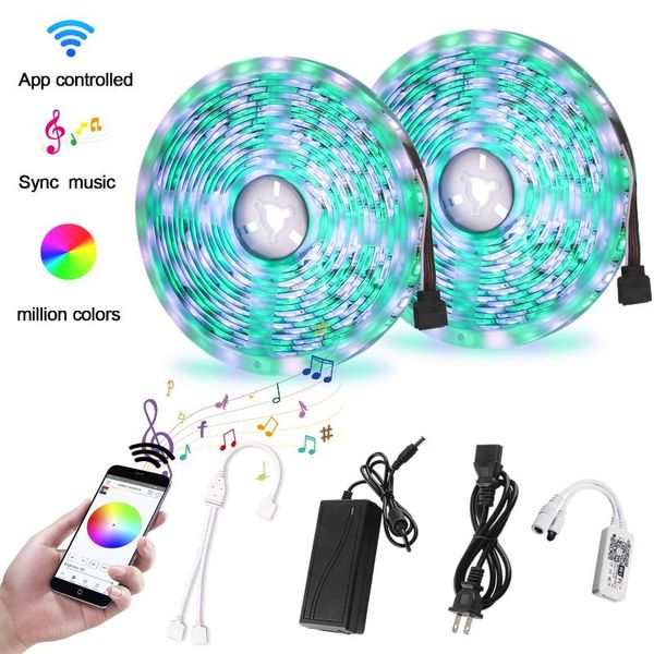 

strips led strip lights,wifi light 32.8ft music lights dc 12v smd,rgb for room -no remote jk1848
