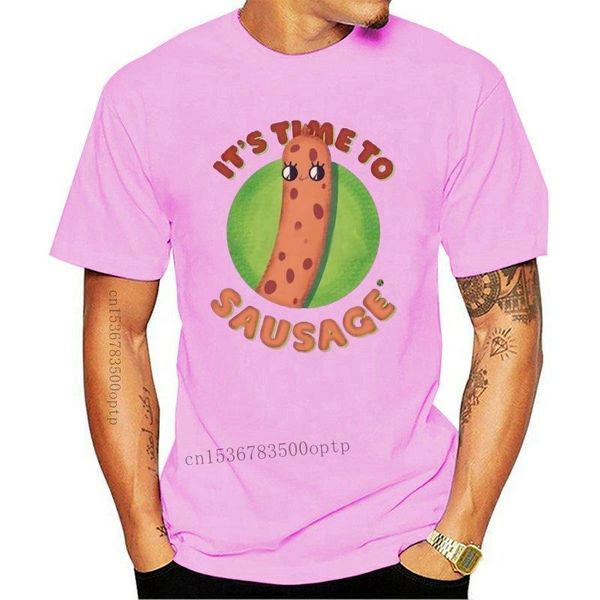

men's t-shirts it's time to sausage t-shirt for men, White;black