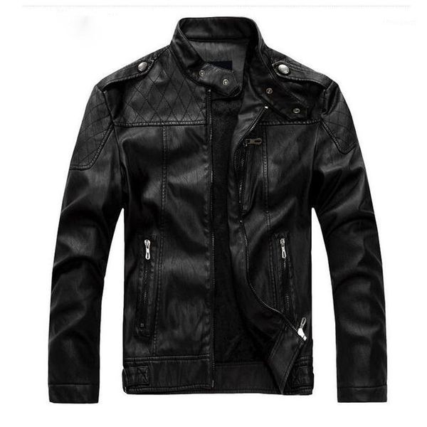

zoulv solid zipper leather motorcycle jacket coat plus size fashion winter jackets business men men's, Black;brown