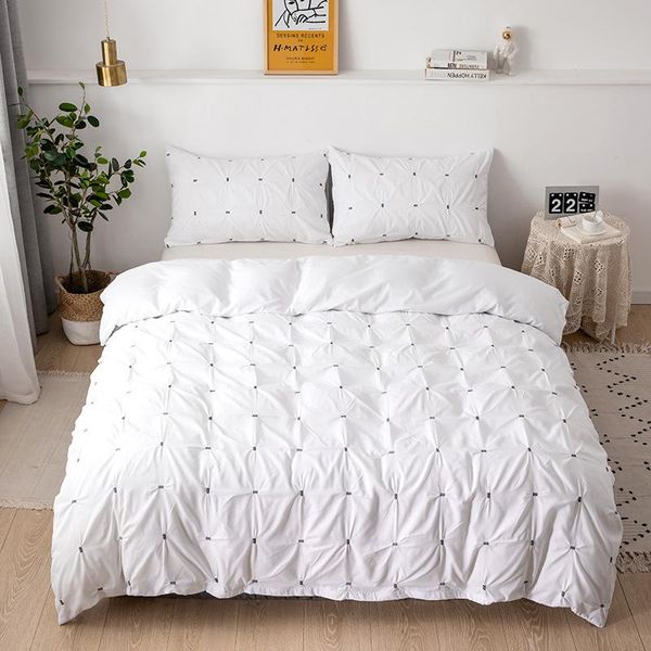 

bedding sets home textile stretch comforter  3 pcs plaid solid color duvet cover set pillowcases twin king size