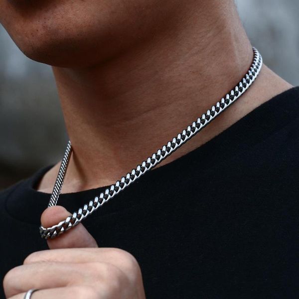 

chains 3mm 6mm wide stainless steel chain cuban link chokers necklace for mens jewelry silver plated solid metal fashion