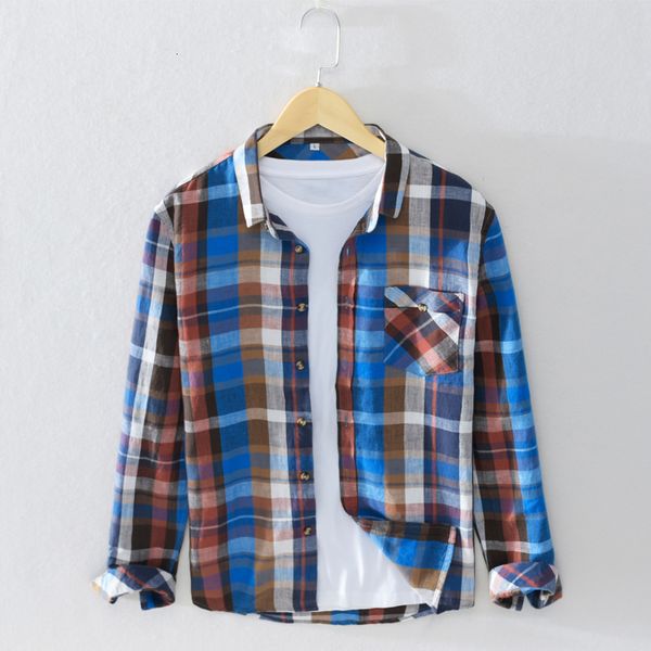 

2021 new novo estilo primavera e vero de manga comprida marca xadrez masculina confortvel camisas para homens casual na moda camisa dos abn9, White