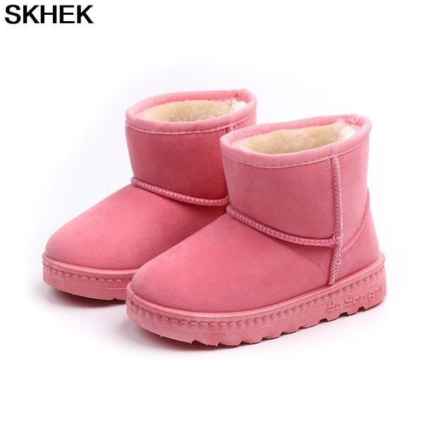 

boots skhek winter kids fashion snow child cotton shoes warm fur soft bottom baby girls ski boot, Black;grey