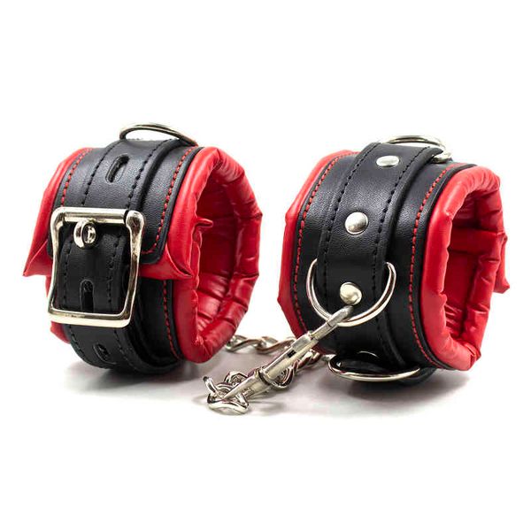

love red pu leather handcuffs restraints bondage toys for couple ankle cuffs slave costume tools sale