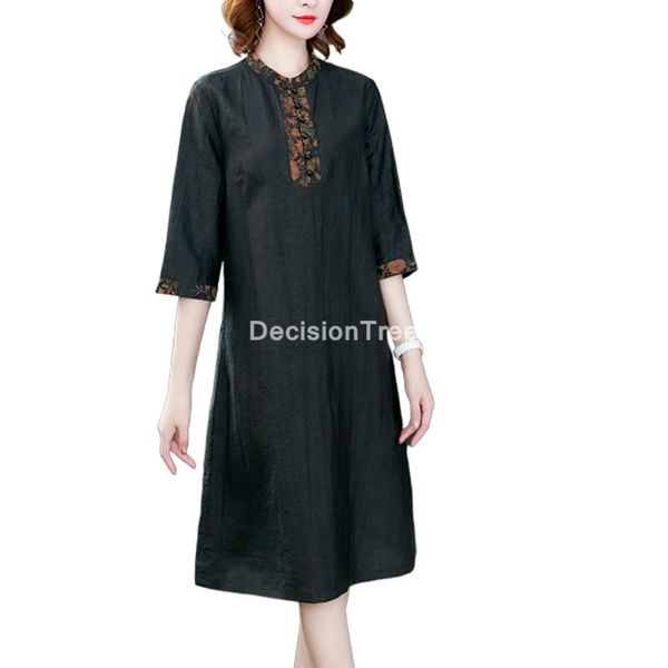 

ethnic clothing 2021 elegant cheongsam dress satin qipao classic short sleeve novelty print oriental chinese party, Red