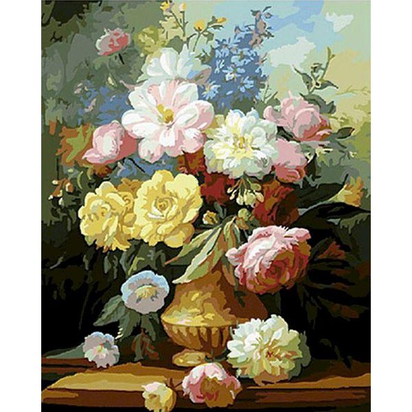 

paintings selilali colorful flower oil painting by numbers 40x50cm framed home living room decoration acrylic pigment drawing canvas arts