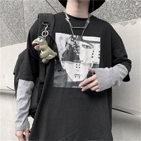 

2021 new algodo naruto estampa amine t-shirts das mulheres dos homens outono manga longa solta t camisa engraado japo cartoon tshirt r9tv, White;black