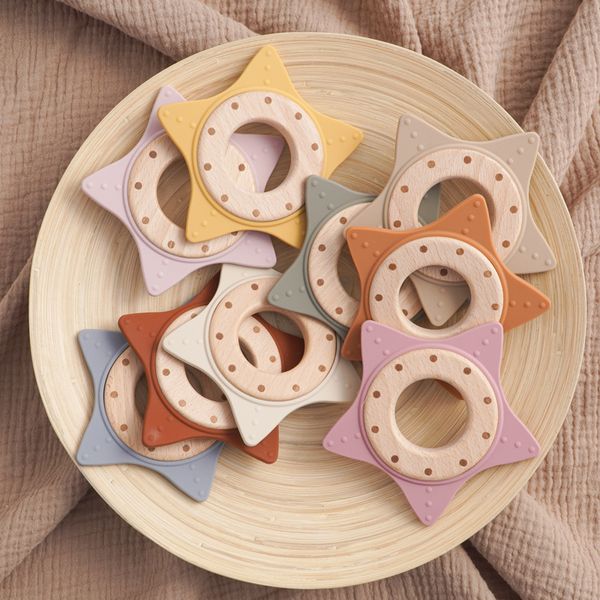 

dropshipping wood ring teething infant chewing toy toddler molar teether pain tool portable fidget toys baby accessories