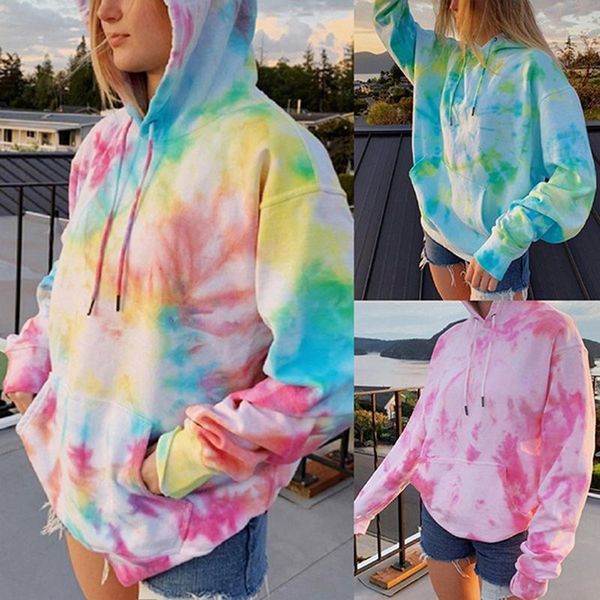 

women's hoodies & sweatshirts 2021 fashion women tie dyeing hooded long sleeve sweatshirt hoodie pullover jumper outwear streetwear, Black