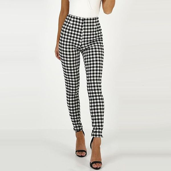 

2021 new plaid casual pencil hips fitness sports pants high waist workout leggings running joggers women gwww, Black;white