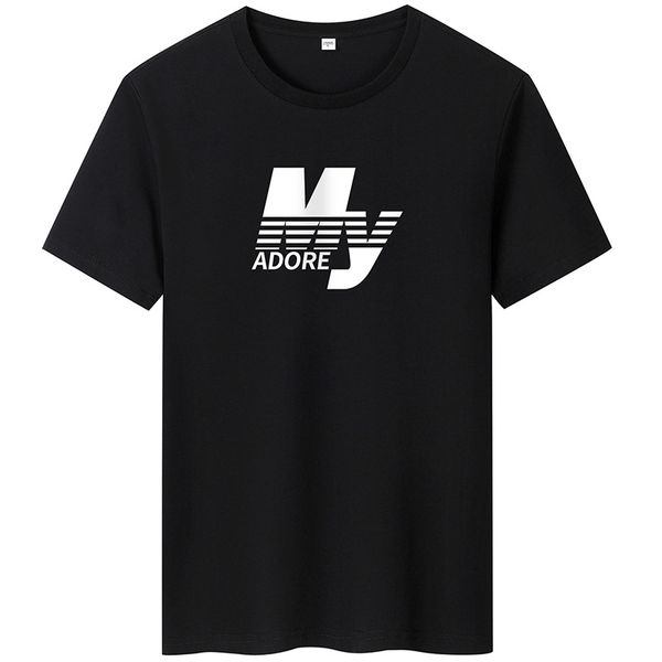 

summer round neck cotton short sleeve t-shirt men's alphabet print t-shirt large casual versatile black bottomed shirt, White;black