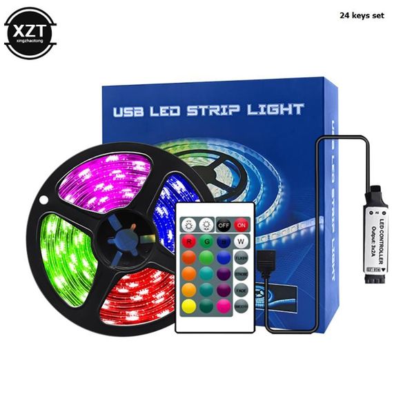 

night lights waterproof atmosphere light 5v led rgb usb 24 keys music bluetooth-compatible tv background bar home decoration