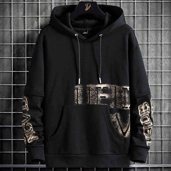 

men's hoodies & sweatshirts anbican black fashion printed hoodie man hip hop streetwear pullover big male sweaters with hood more size