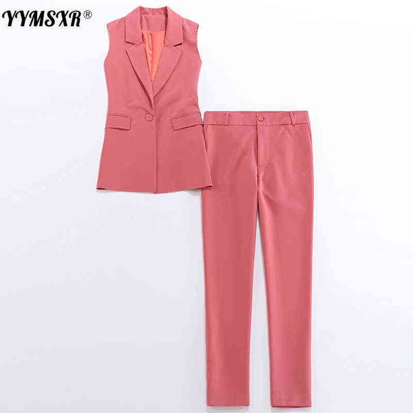 

women's blazer pants two-piece suit casual office temperament office jacket small suit slim cropped trousers 211118, White