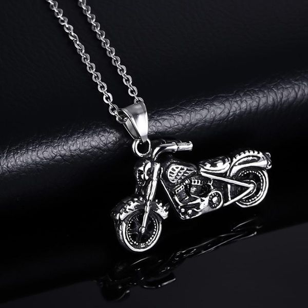 

pendant necklaces europe and america punk wind casting motorcycle necklace men retro gothic ghost knight stainless steel, Silver