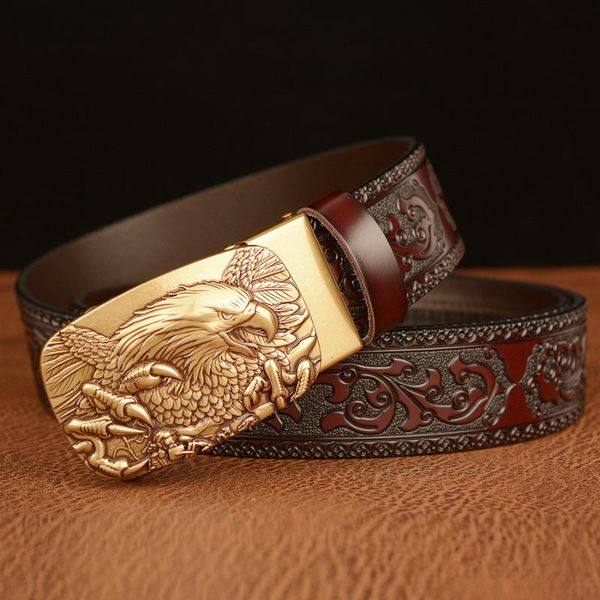 

belts eagle automatic buckle belt trendy fashion luxury design real banshee carved casual men's 2021, Black;brown