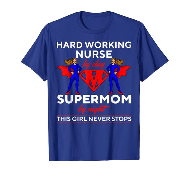 

hard working nurse by day supermom by night cute gift tshirt, White;black