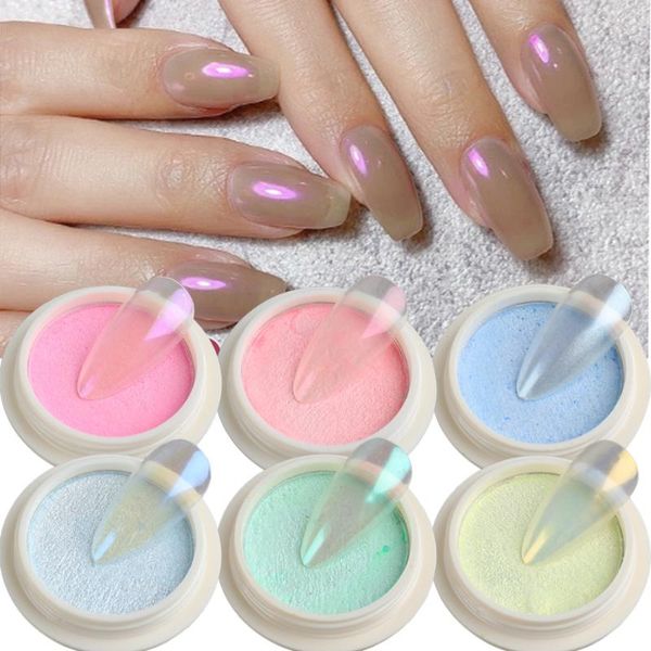 

nail glitter art pure color aurora powder mirror shiny transparent chameleon pigment decoration pearl scrub, Silver;gold