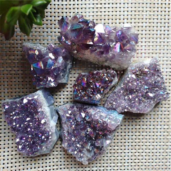 

decorative objects & figurines natural quartz aura amethyst crystal cluster healing stone for feng shui