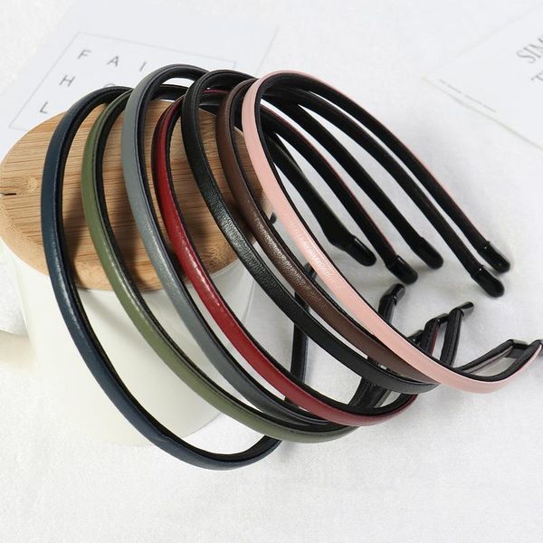 Acessórios de Cabelo 10 pcs 5mm Faux Leated Metal Headbands Slim Hairbands Hairbands Plain Hoops for DIY Kids