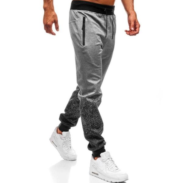 

men's pants casual men gradient color drawstring sports jogger trousers sweatpants, Black