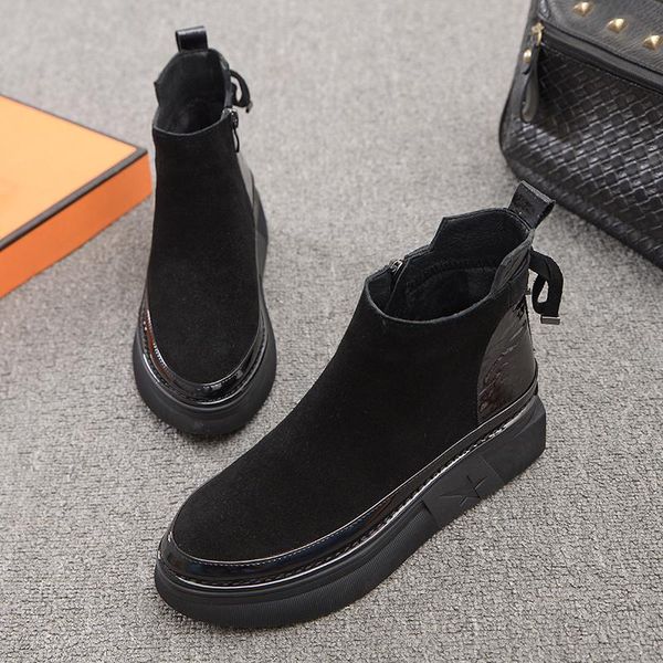 

boots charm2021 women's shoes with thick soles and colored muffin, Black