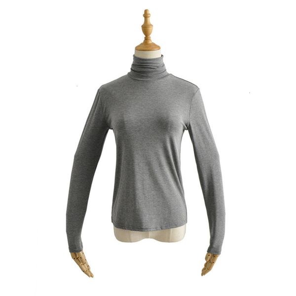 

shirt style high collar solid color ay184 underlay for and versatile slim fit stretch long sleeve t-shirt, Black;gray