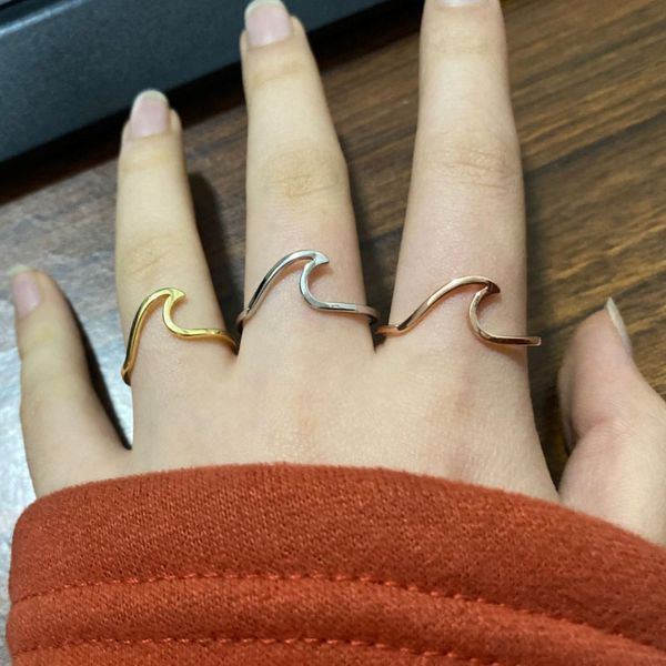 

2021 summer beach girl wave ring, Silver