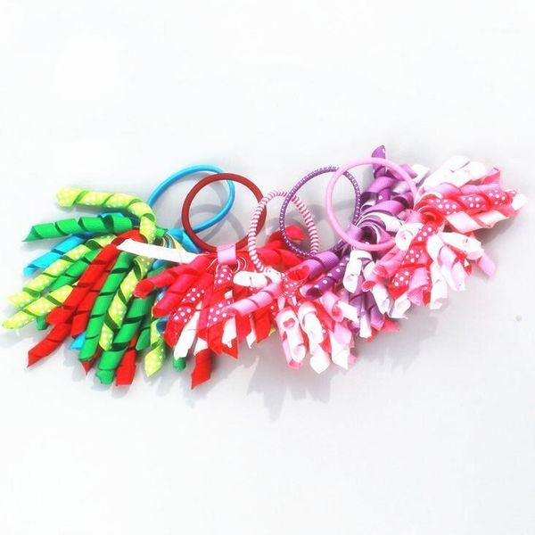 

hair accessories 20pcs curly/korker bows small-cute-colorful-children-girls-curly-ribbon-hair-bow1, Slivery;white