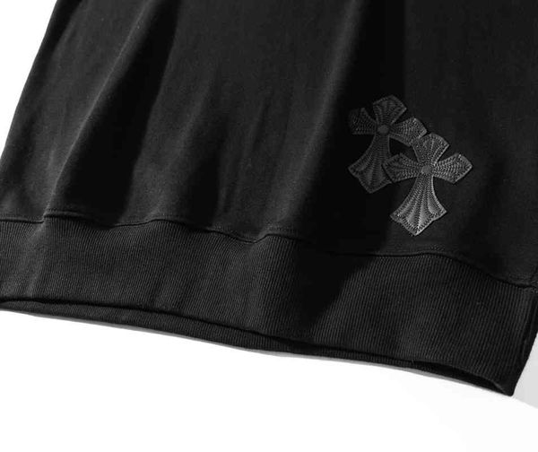 

croosin brand three dimensional skin embroidered cross men's women's same couple's loose neutral cotton autumn and winter ro, Black