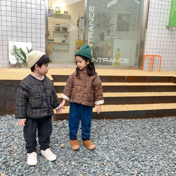 

down coat mila chou 2021 children retro floral jacket thick baby boy girls winter clothes heavy kids outerwear 2-7y, Blue;gray