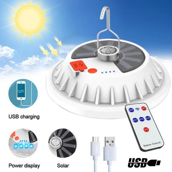 

solar lamps powered led flying saucer light household power outage emergency outdoor travel camping lighting