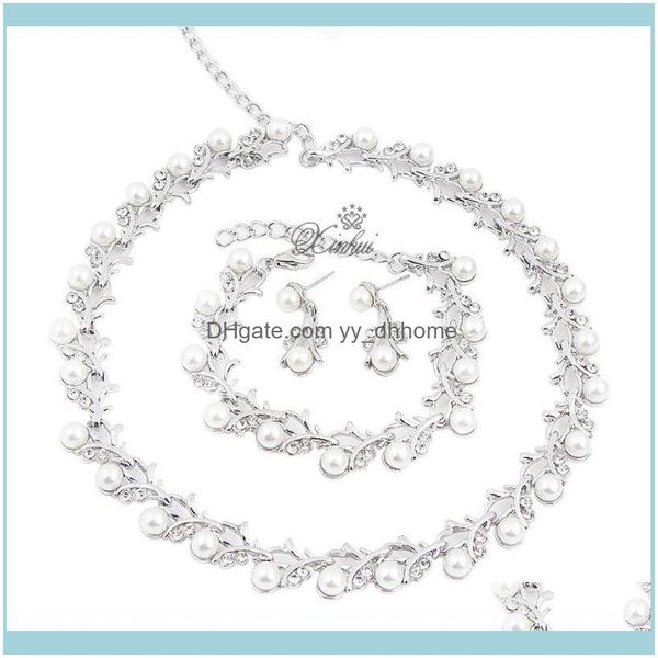

earrings sets jewelryearrings & necklace colle pearl jewelry set for women bracelet party fashion valentines day gift elegant drop delivery, Silver