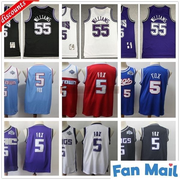 

2020 new blue red city deaaron basketball 5 fox jersey retro jason 55 williams jerseys purple white black, Black;red