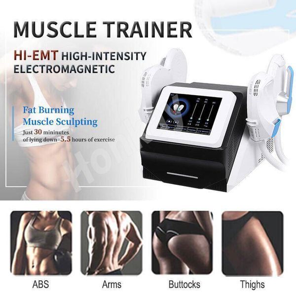 

latest air cooling 5 handles hi-emt slimming weight loss machine electromagnetic muscle stimulation fat burning body shaping beauty equipmen