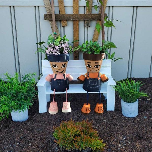 

planters & pots adorable boys girls flower pot garden potted plants planter country home hanging flowerpot sculpture decorations
