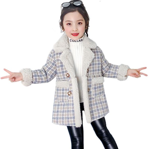 

2021 miss jacket kids fall winter clothes children chess wool mixtures for teen outerwear warm coat new fashion 4-13years old q87c, Blue;gray