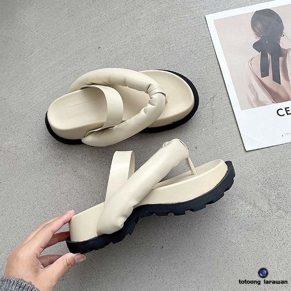 

korean non-slip sponge cake platform women's sandals 05, Black