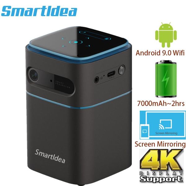 

smartldea pico smart android9.0 projector wifi 1080p 4k support portable proyector mini video game dlp beamer airplay miracast