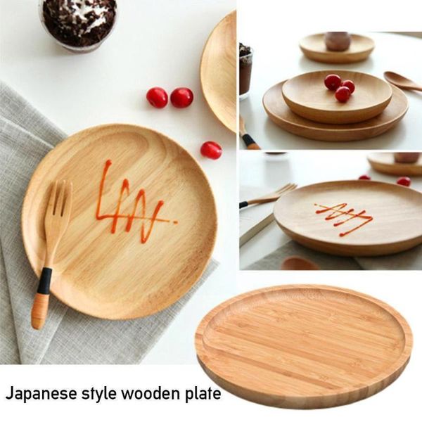 

dishes & plates round plate snack wooden cake fruits dish room dessert service tray eco-friendly sushi tableware party for home el produ p2p