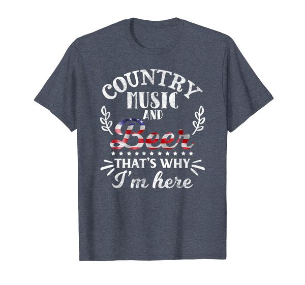 

country music and beer that's why i'm here gift shirt, White;black
