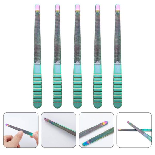 

nail glitter 5pcs polisher file stainless steel fingernails manicure files, Silver;gold