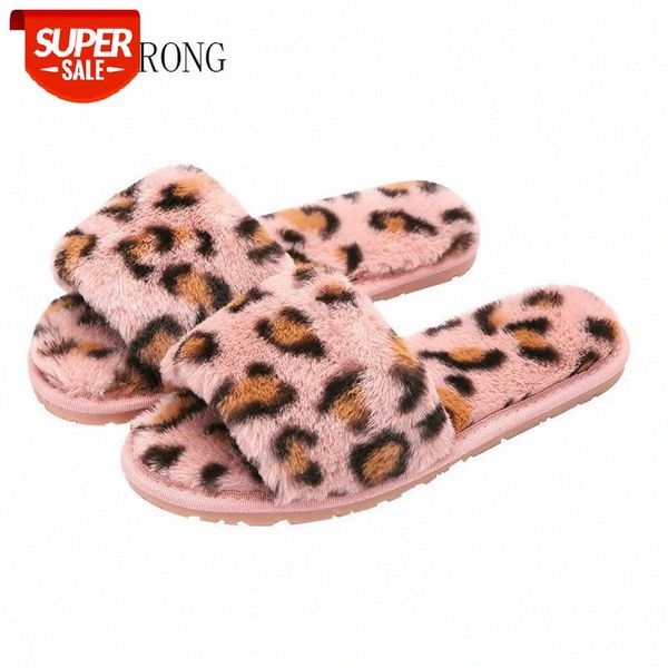 

winter fashion leopard slippers women warm plush ladies house shoes comfortable non-slip indoor floor slippers #w51p, Black