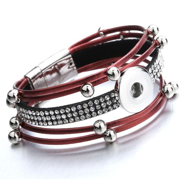 

snap jewelry 18mm snap button bracelet punk multilayer leather bracelet lederen armband snaps jllvfb, Golden;silver