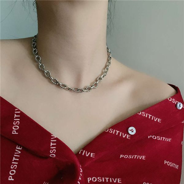 

hbp fashion korean necklace niche design simple personality clavicle metal plated genuine gold twist thick neck chain female, Silver