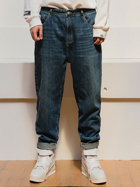 

men high waist tapered jeans t1zz#, Blue