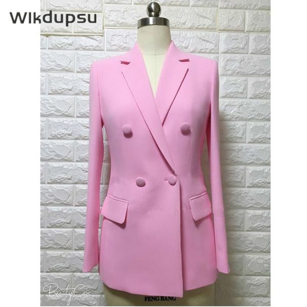 

women's suits & blazers blazer jacket women 2021 designer fashion korean style classic vintage double breasted pink long coat office bu, White;black
