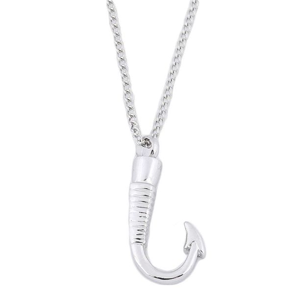 

chains fish hook pendant cremation urn necklace ashes keepsake memorial jewelry, Silver